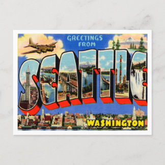 Carte Postale Salutations de Seattle, Vintage voyage de Washingt