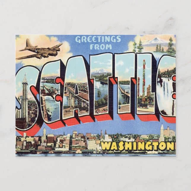 Carte Postale Salutations De Seattle, Washington États-Unis (Devant)