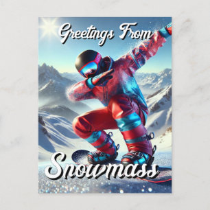 Carte Postale Salutations de Snowmass Dabbing Snowboarder