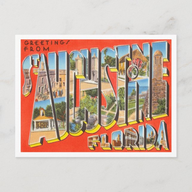 Carte Postale Salutations de St Augustine, Floride Travel (Devant)