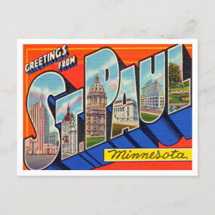 Carte Postale Salutations de St.Paul, Vintage voyage du Minnesot