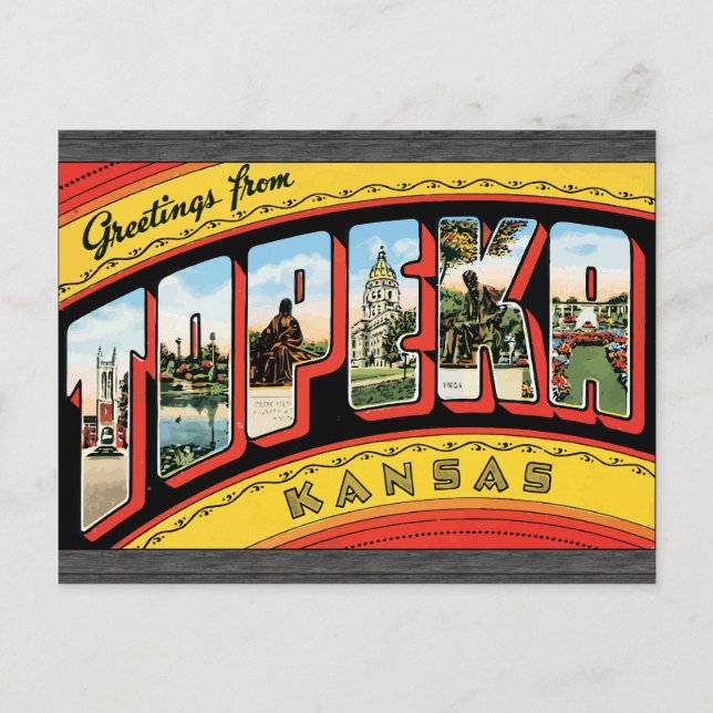 Carte Postale Salutations De Topeka Kansas, Vintage (Devant)