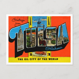 Carte Postale Salutations de Tulsa, Vintage voyage de l'Oklahoma