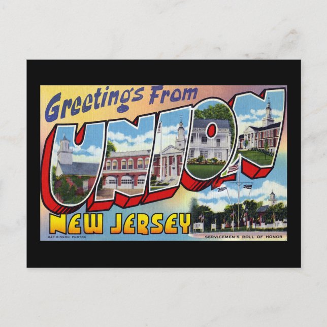 Carte Postale Salutations de Union New Jersey (Devant)