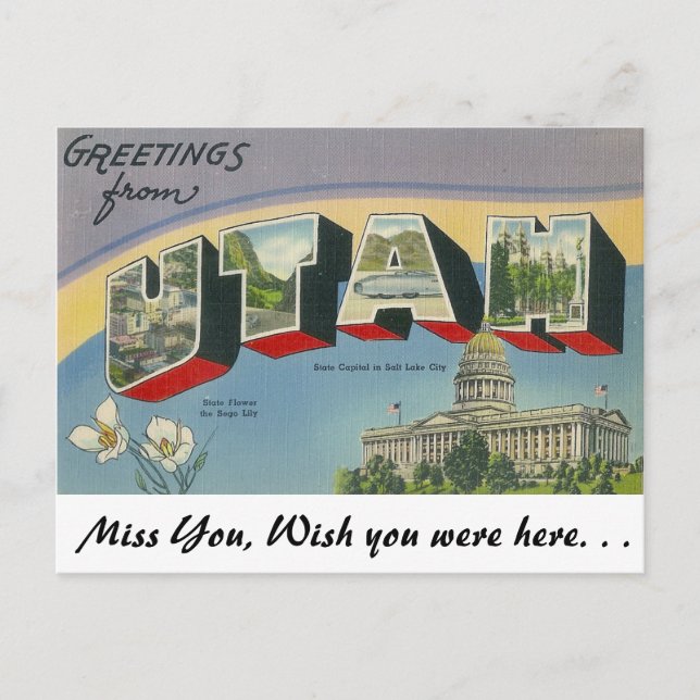 Carte Postale Salutations de Utah (Devant)