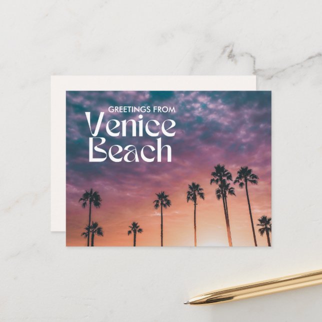 Carte Postale Salutations de Venice Beach Sunset Postcard (Devant/Arrière en situation)