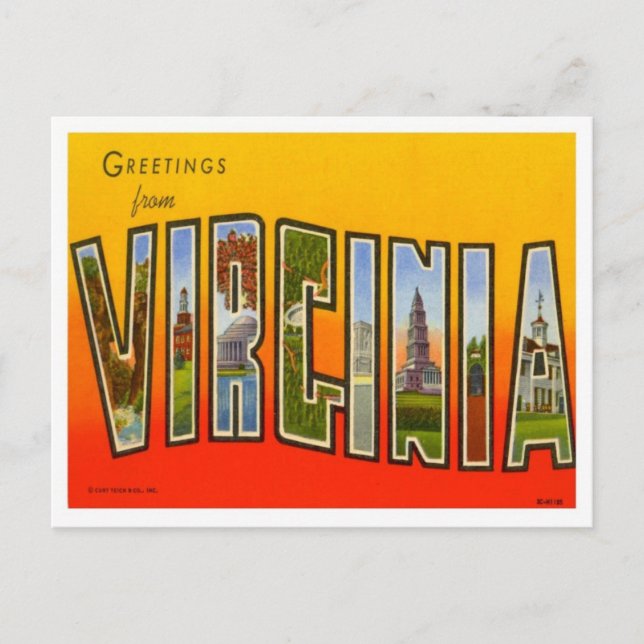 Carte Postale Salutations de Virginie (Devant)