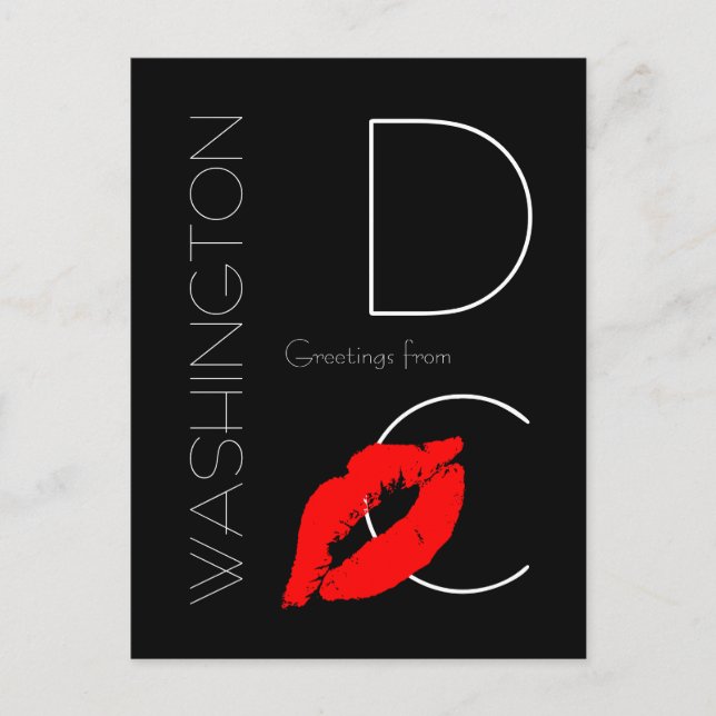 Carte Postale Salutations de Washington D.C. Red Lipstick Kiss (Devant)