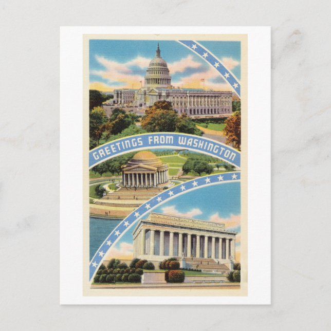 Carte Postale Salutations de Washington DC Voyage Vintage (Devant)