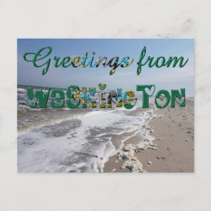 Carte Postale Salutations de Washington State Flag Hearts USA