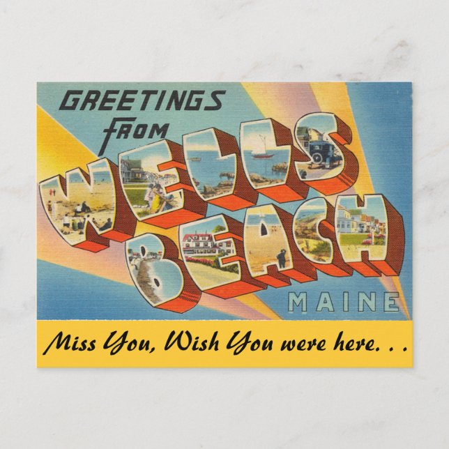 Carte Postale Salutations de Wells Beach (Devant)