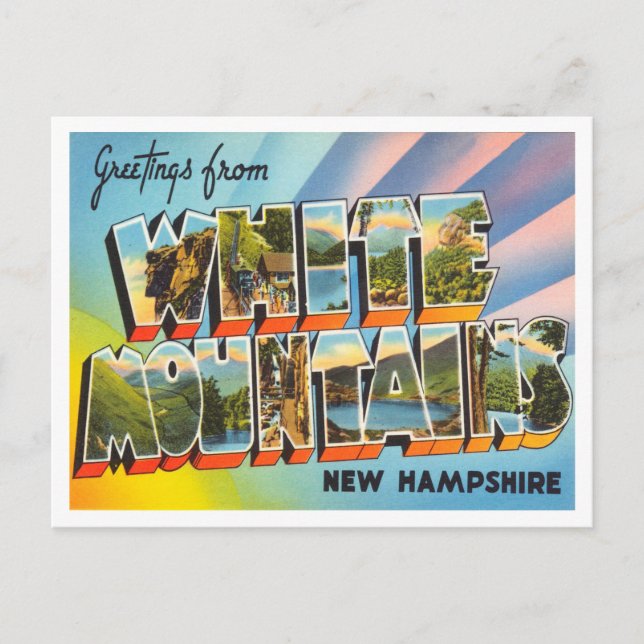 Carte Postale Salutations de White Mountains, New Hampshire (Devant)