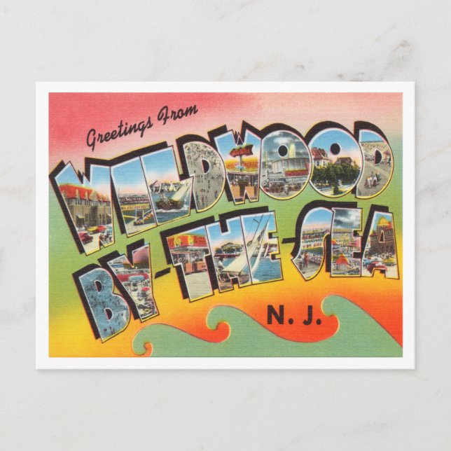 Carte Postale Salutations de Wildwood by the Sea, New Jersey (Devant)