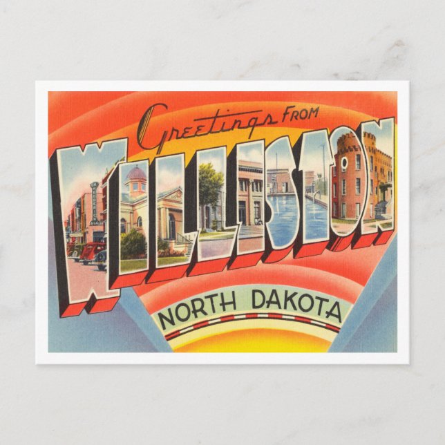 Carte Postale Salutations de Williston, North Dakota Travel (Devant)