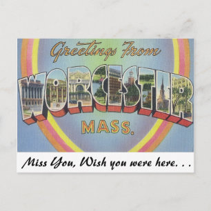 Carte Postale Salutations de Worcester, Massachusetts