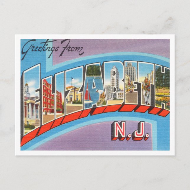 Carte Postale Salutations d'Elizabeth, New Jersey Travel (Devant)