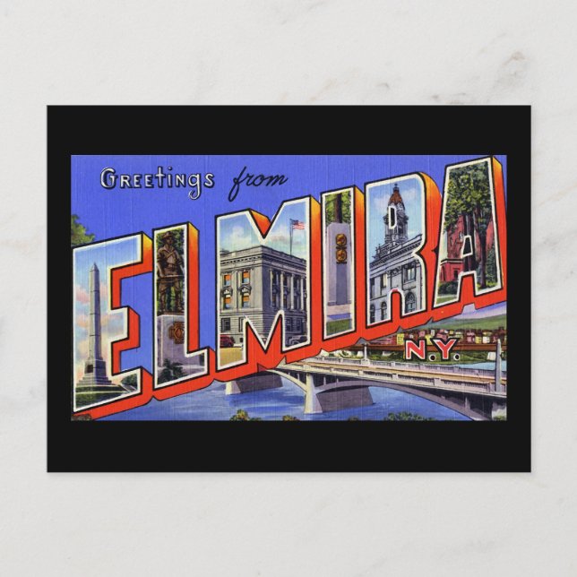 Carte Postale Salutations d'Elmira New York (Devant)