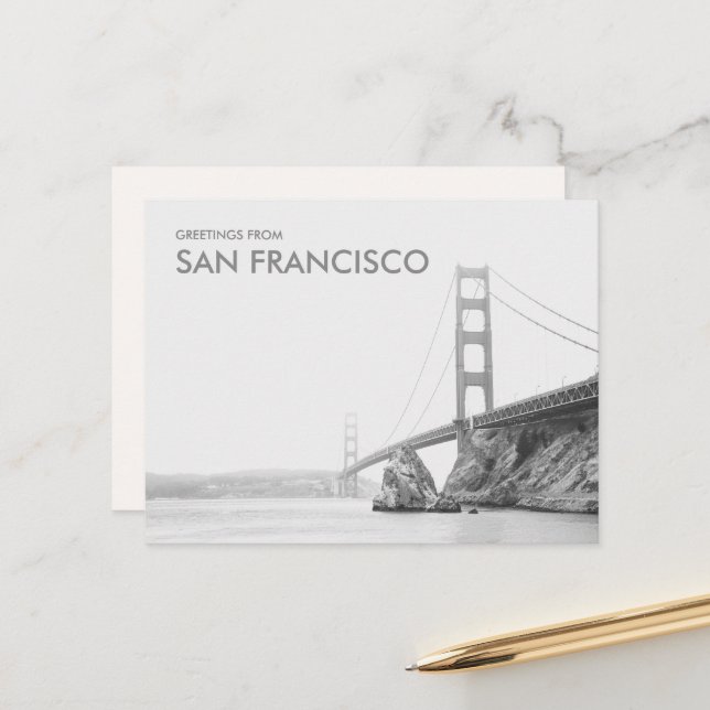 Carte Postale Salutations depuis le pont Golden Gate de San Fran (Devant/Arrière en situation)