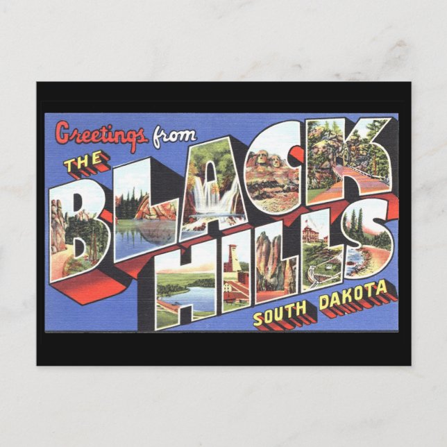Carte Postale Salutations des Black Hills Dakota du Sud (Devant)