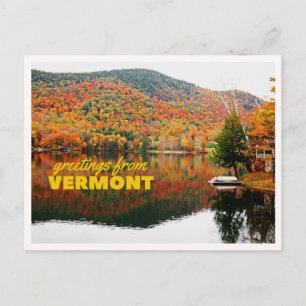 Carte Postale Salutations des feuilles d'automne du Vermont Retr