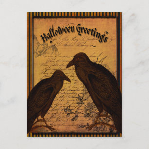 Carte Postale Salutations d'Halloween - Corneilles