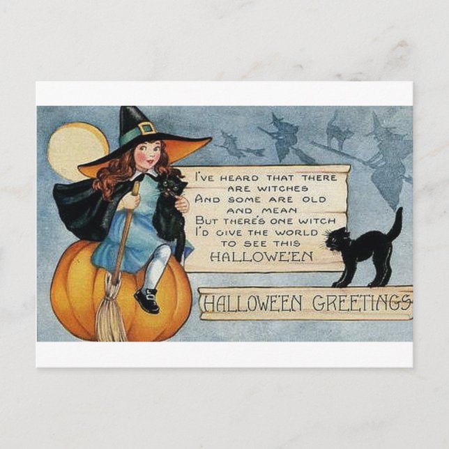 Carte Postale Salutations d'Halloween vintage (Devant)