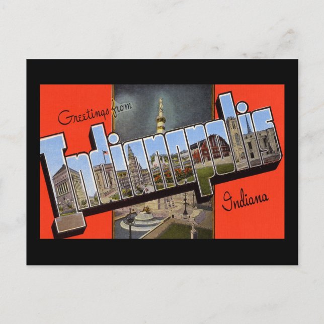 Carte Postale Salutations d'Indianapolis Indiana (Devant)