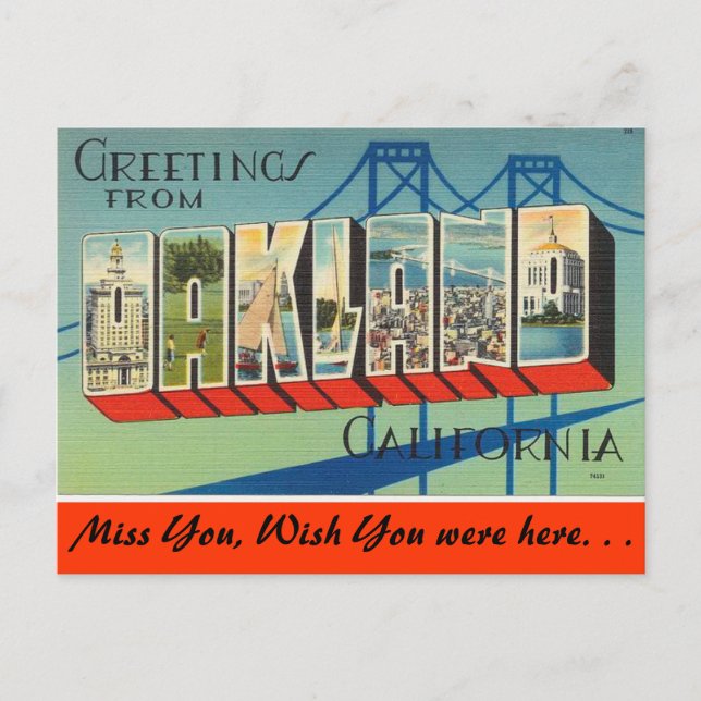 Carte Postale Salutations d'Oakland (Devant)