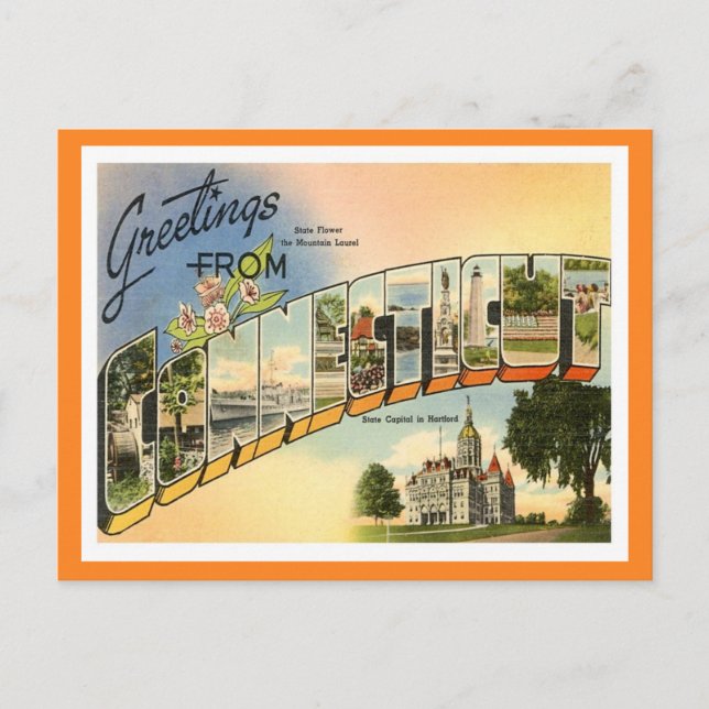 Carte Postale Salutations Du Connecticut (Devant)