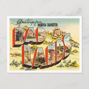Carte Postale Salutations du Dakota du Nord, Badlands Travel