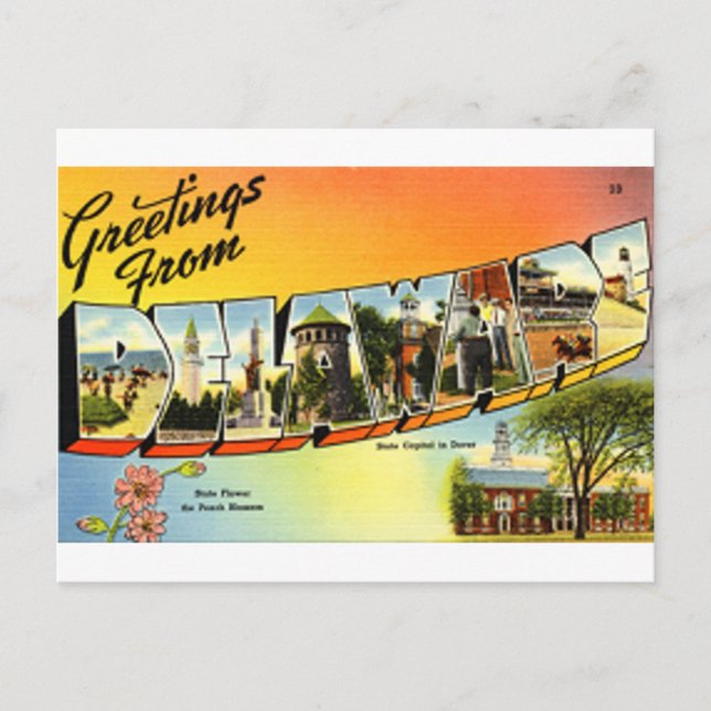 Carte Postale Salutations du Delaware (Devant)