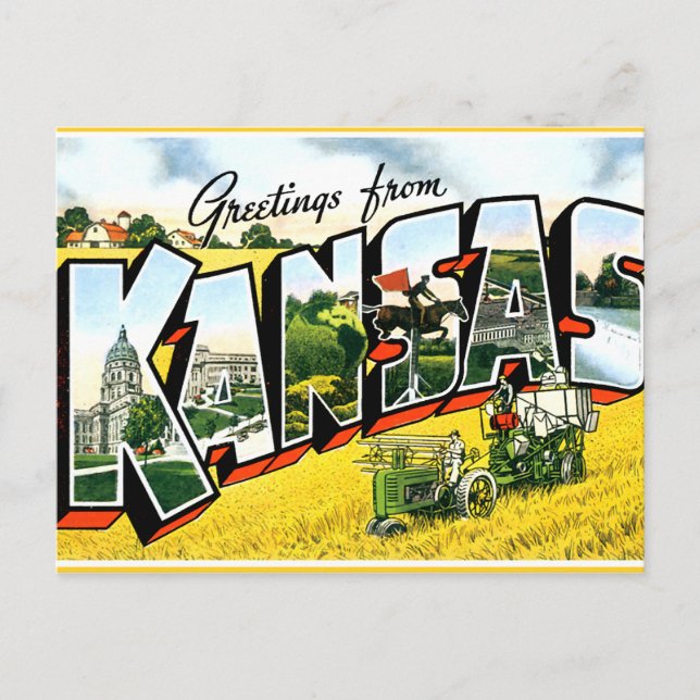 Carte Postale Salutations du Kansas (Devant)