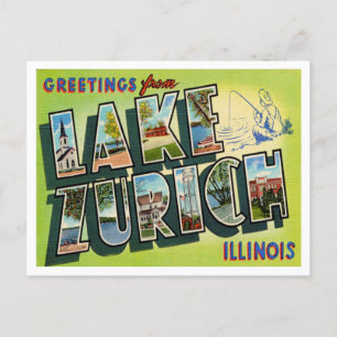 Carte Postale Salutations du lac Zurich, Illinois Travel