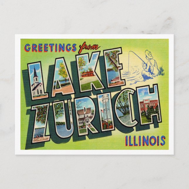 Carte Postale Salutations du lac Zurich, Illinois Travel (Devant)