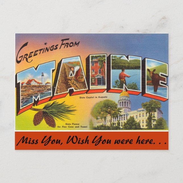 Carte Postale Salutations du Maine (Devant)