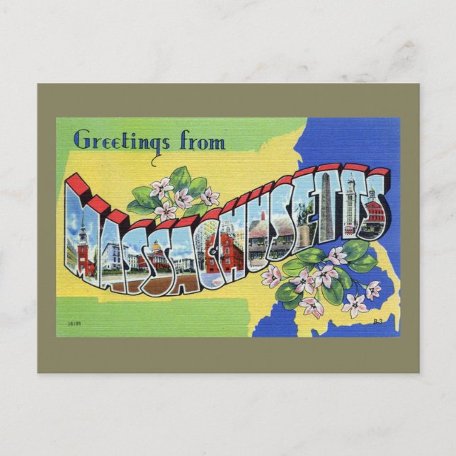 Carte Postale Salutations Du Massachusetts (Devant)
