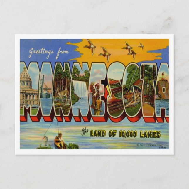 Carte Postale Salutations Du Minnesota Des États-Unis (Devant)