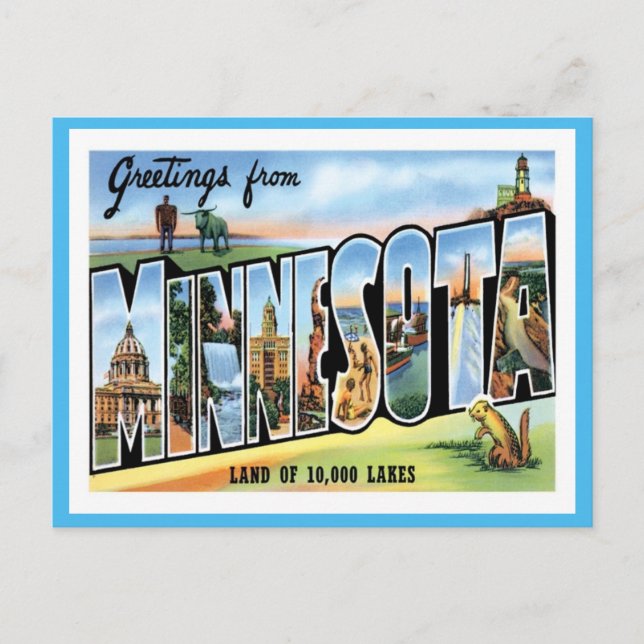 Carte Postale Salutations Du Minnesota Des États-Unis (Devant)