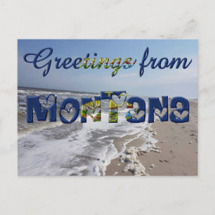 Carte Postale Salutations du Montana State Flag Hearts USA