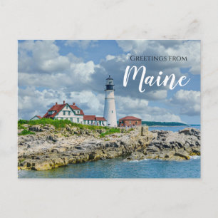 Carte Postale Salutations du phare de Portland Maine 