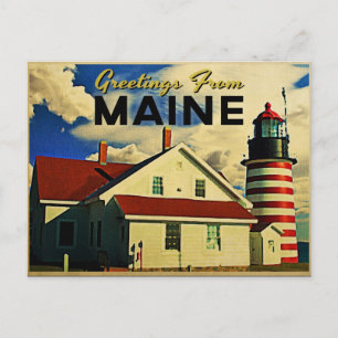 Carte Postale Salutations du phare du Maine