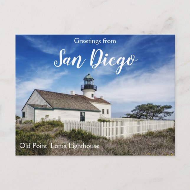 Carte Postale Salutations du phare San Diego Old Point Loma (Devant)