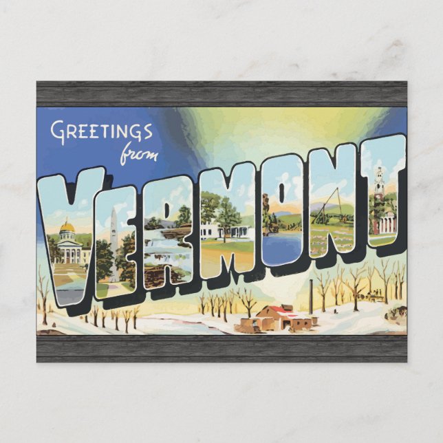 Carte Postale Salutations Du Vermont, Vintage (Devant)