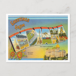 Carte Postale Salutations du Vintage voyage de l'Indiana