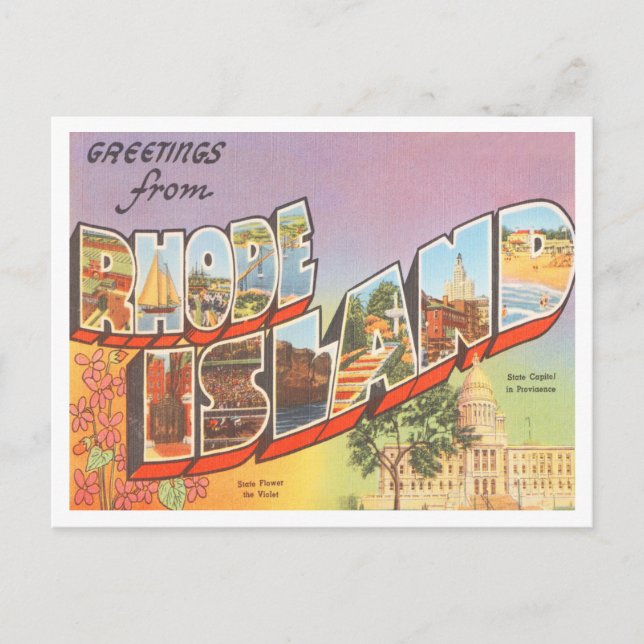 Carte Postale Salutations du Vintage voyage de Rhode Island (Devant)