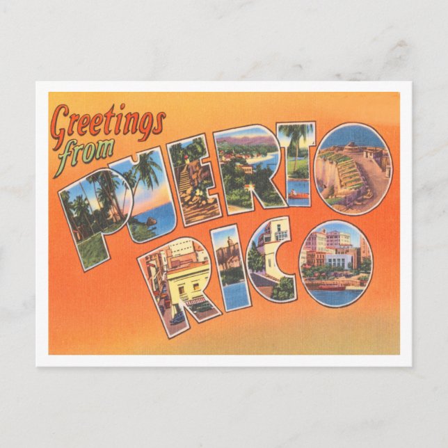 Carte Postale Salutations du Vintage voyage Porto Rico (Devant)