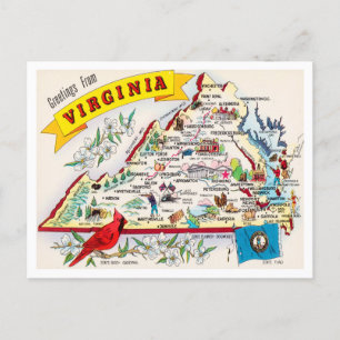 Carte Postale Salutations du Vintage voyage Virginia Map