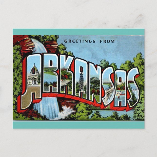 Carte Postale Salutations du voyage vintage de l'Arkansas (Devant)