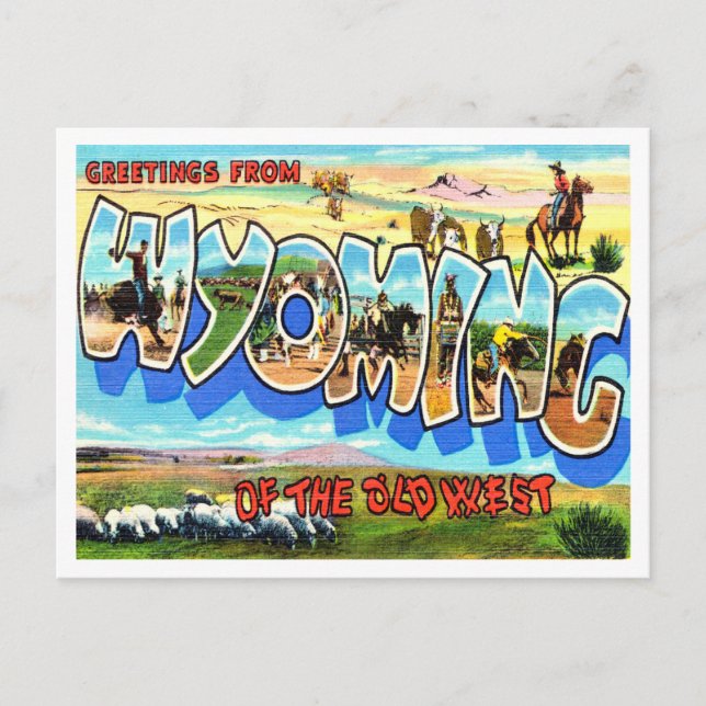 Carte Postale Salutations du Wyoming de l'ancien West Travel (Devant)