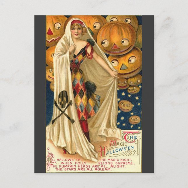 Carte Postale Salutations magiques d'Halloween (Devant)